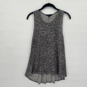 Gibson Grey Leopard Sleeveless Knit Top M